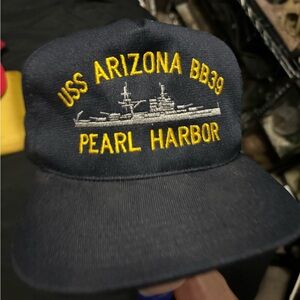 Vintage Blue USS ARIZONA BB39 PEARL HARBOR Unisex Hat Adjustable By NorthstarUSA